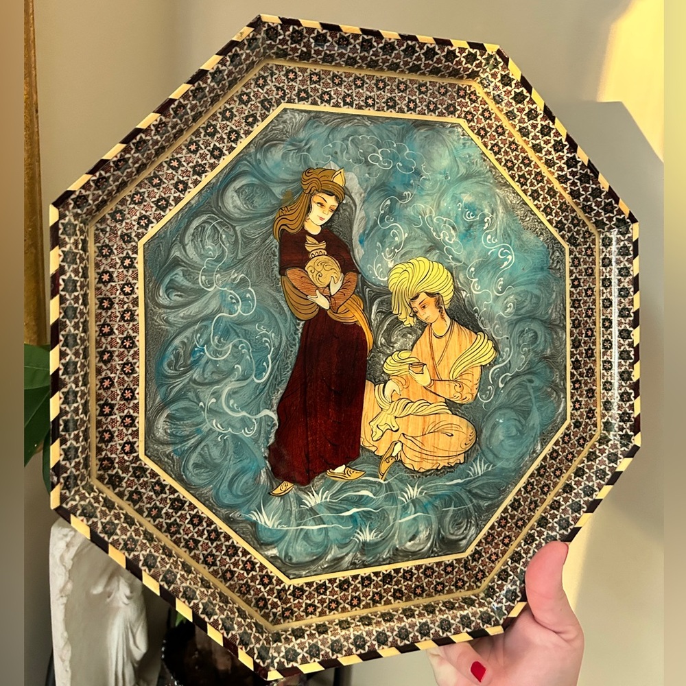Vintage Middle Eastern Mediterranean Hand Painted Ornate Wall Decor | Platter